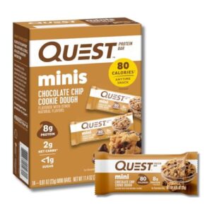 quest nutrition mini chocolate chip cookie dough protein bars, high protein, low carb, keto friendly, 14 count