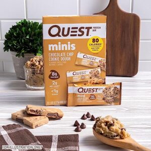 Quest Nutrition Mini Chocolate Chip Cookie Dough Protein Bars, High Protein, Low Carb, Keto Friendly, 14 Count