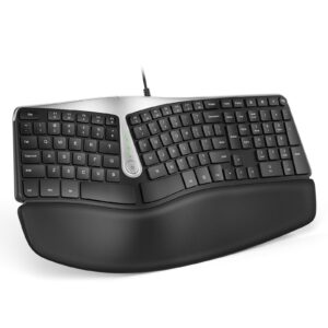 nulea rt02 ergonomic keyboard, wired split keyboard with pillowed wrist and palm support, featuring dual usb ports, natural typing keyboard for carpal tunnel, compatible with windows/mac
