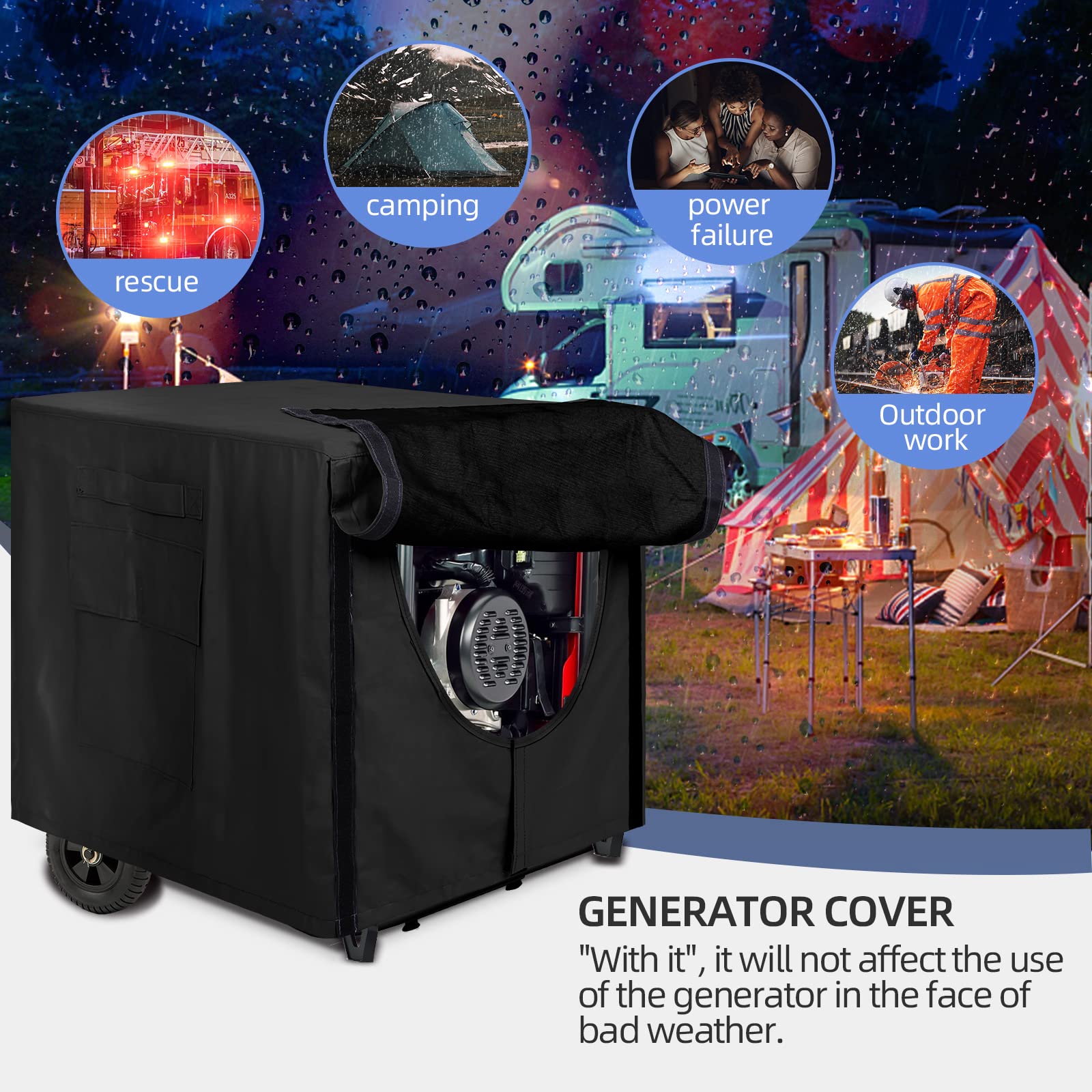 PALON Outdoor Heavy Duty Thickened Waterproof Generator Cover with Easy Access Cover, Windproof, Rainproof, Dustproof, UV Resistant, Portable Generator Cover for General Purpose Generators