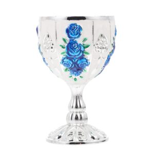 hemoton vintage goblet wine cup antique wine cups metal floral goblet red wine glasses european style glasses wine cup gifts home ornament (white blue) vintage martini glasses
