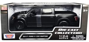 2017 ford f-150 raptor pickup truck with sunroof matt black die-cast collection series 1/27 diecast model car by motormax"""