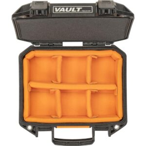 Pelican Vault - V100 Multi-Purpose Hard Case with Padded Dividers for Camera, Drone, Equipment, Electronics, and Gear (Black)