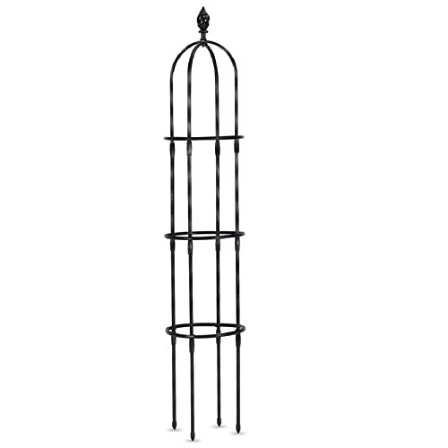 Lalahoni Garden Trellis for Climbing Plants Outdoor, Reinforced 6ft Tall Plant Support Trellis for Potted Plants Climbing Vine Rose Clematis Outdoor Garden Obelisk Trellis, Black, 1pc, Torch Decor