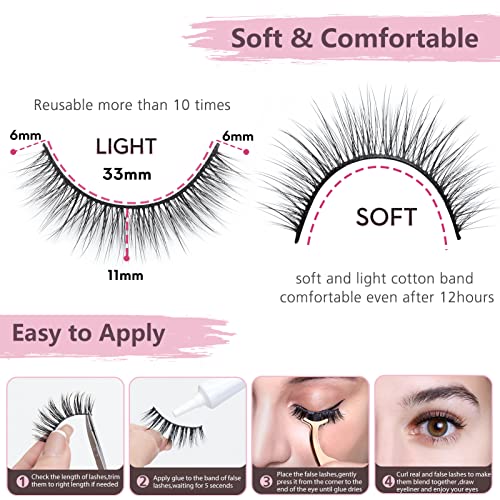 SONAFEEL Short False Eyelashes Natural Look Wispy Strip Lashes Pack 11mm 12Pairs Small Lashes 3d Mink Eyelashes Reusable Lightweight Short Natural Eyelashes