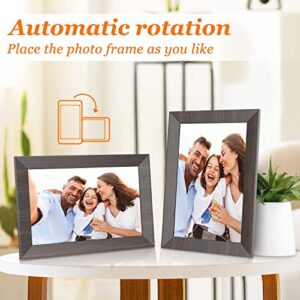 Digital Picture Frame 10.1 inch Frameo WiFi Digital Frame Electronic Picture Frame Wood Frames HD IPS 32GB Memory, Automatic Rotation Slide Show Adjustable Brightness, iOS and Android App