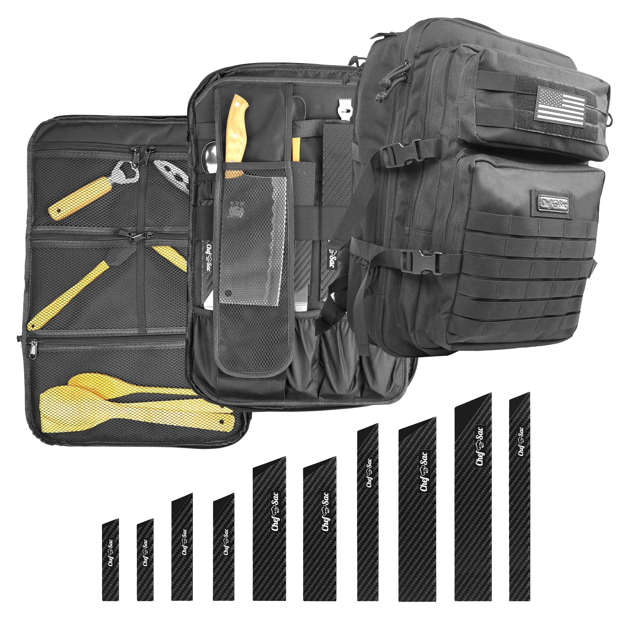 Chef Sac Tactical Backpack with 10-Pack Knife Guards Included