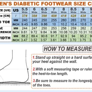 Women's Wide Width Diabetic Walking Shoes Comfort for Elderly Womens Edema Swollen Feet, Lightweight Breathable Adjustable Closure Air Cushion Sneakers Easy On and Off(8.5#, Black-Grey)