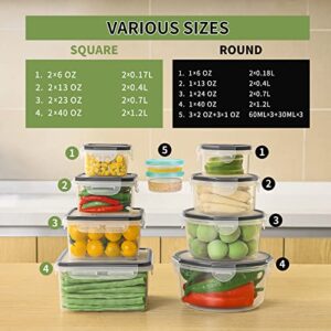 48 PCS Larger Food Storage Containers, 2.7~85 OZ (24 Stackable Plastic Containers and 24 Lids) - 100% Airtight & BPA-Free & Microwave, Dishwasher Safe Food Storage with Chalkboard Labels & Marker……