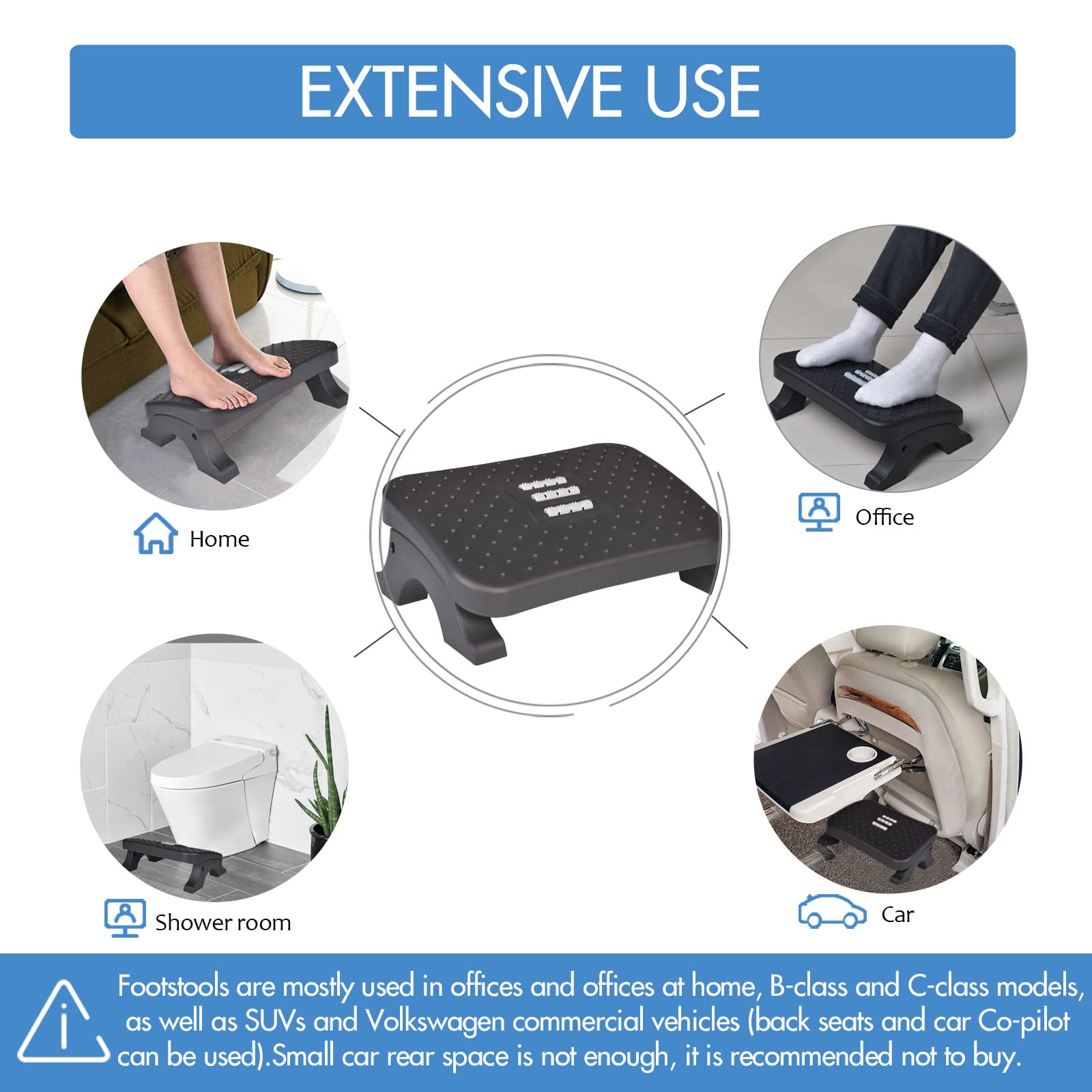 Scalebeard Under Desk Footrest, Ergonomic Foot Stool with Massage Rollers Max-Load 120Lbs Desk Leg Rest Pain Relief for Home Office Work