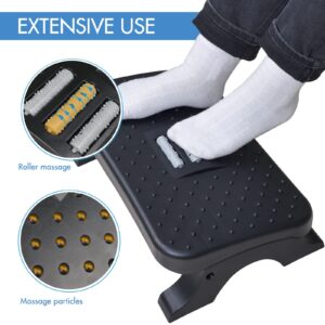 Scalebeard Under Desk Footrest, Ergonomic Foot Stool with Massage Rollers Max-Load 120Lbs Desk Leg Rest Pain Relief for Home Office Work