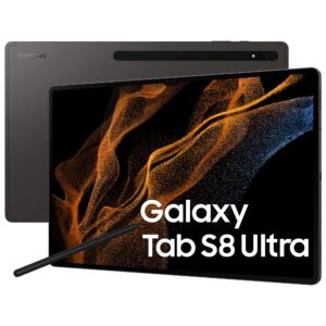 samung galaxy tab s8 ultra 5g wifi+lte factory unlocked tablet sm-x906b 14.6 inch, 512 gb internal memory, 16 gb ram, android tablet including s pen eu/uk model international version - graphite