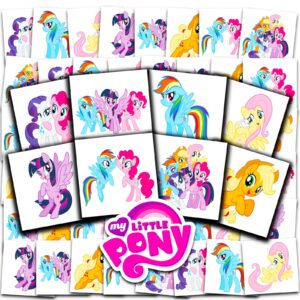 my little pony tattoos party favors bundle ~ 70+ perforated individual 2" x 2" my little pony temporary tattoos for kids boys girls (mlp party supplies made in usa)