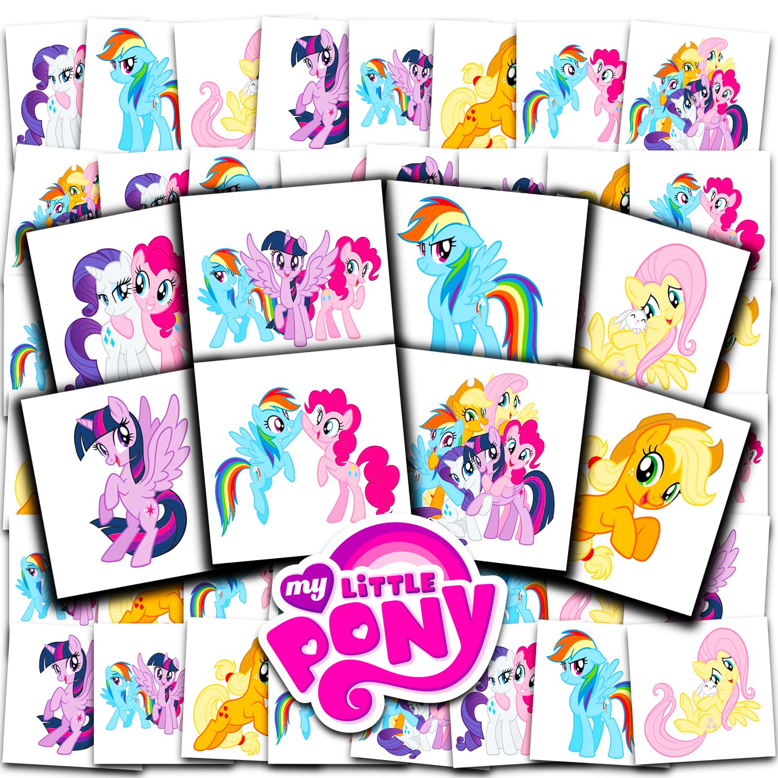 My Little Pony Tattoos Party Favors Bundle ~ 70+ Perforated Individual 2" x 2" My Little Pony Temporary Tattoos for Kids Boys Girls (MLP Party Supplies MADE IN USA)