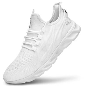 gdeklo white tennis shoes women gym running casual walking workout athletic sport slip on shoe lightweight mesh fashion sneakers size 8.5