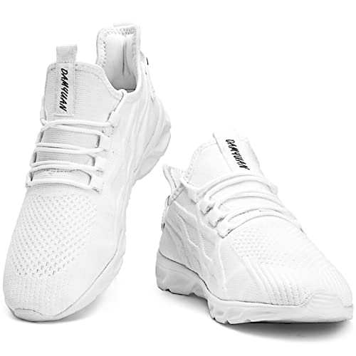 GDEKLO White Tennis Shoes Women Gym Running Casual Walking Workout Athletic Sport Slip on Shoe Lightweight Mesh Fashion Sneakers Size 8.5