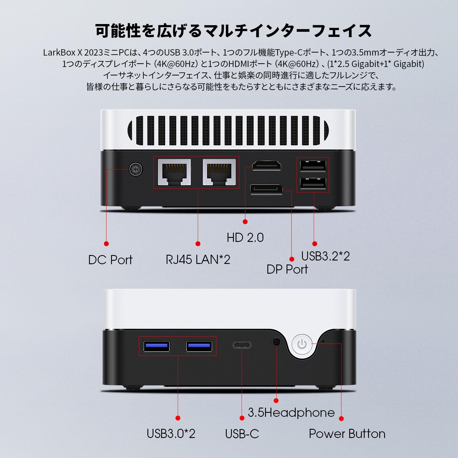 CHUWI LarkBox X Mini PC, 512G SSD 12GB LPDDR5, 12th Gen Intel N100(up to 3.4GHz), Windows 11 Mini Desktop Computer, 4K UHD Output, WiFi 6, BT5.2, VESA, USB3.2, HDMI, Gigabit Ethernet for Home/Office