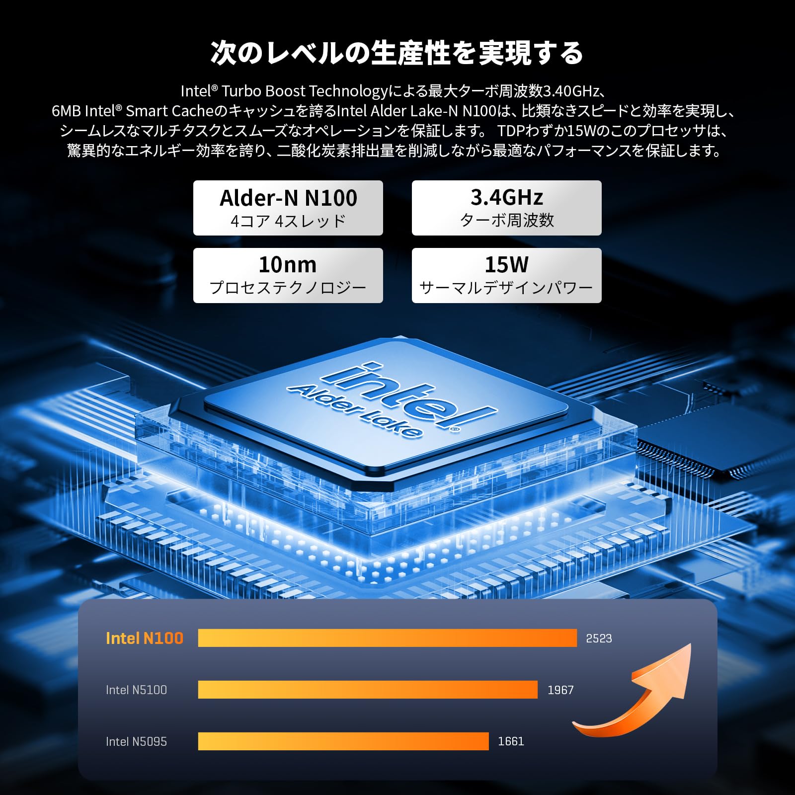 CHUWI LarkBox X Mini PC, 512G SSD 12GB LPDDR5, 12th Gen Intel N100(up to 3.4GHz), Windows 11 Mini Desktop Computer, 4K UHD Output, WiFi 6, BT5.2, VESA, USB3.2, HDMI, Gigabit Ethernet for Home/Office