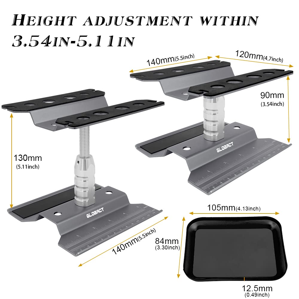 GLOBACT RC Car Repair Work Stand Repair Tool Set 360 Degree Rotation and 521 PCS RC Screws Kit and RC Screwdrivers and Screws Pallet Kit for 1/8 1/10 1/12 1/16 1/18 RC Car Truck Crawler (Titanium)