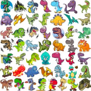 tasroi 50 pcs 3d dinosaur temporary tattoos for kids boys teens, fun t-rex fake face tattoo sticker for children party favor sets supplies, small dino tatoos for girls birthday gifts decoration