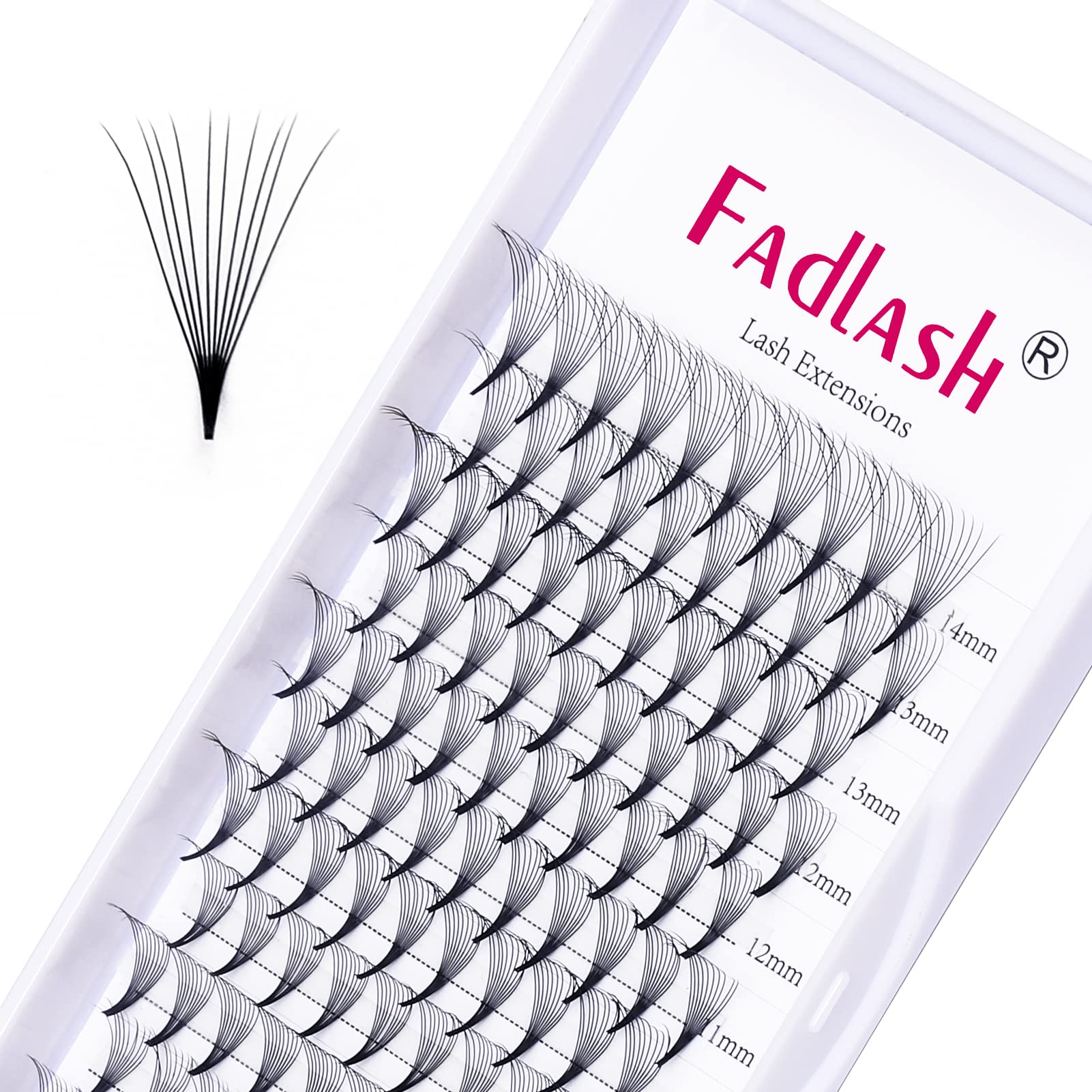 Premade Fans Eyelash Extensions 10D Lash Extensions Premade Fans 0.05 0.07 Thickness Pre Fanned Volume Lash Extensions C D Curl by FADLASH (10D-0.07-D, Mix 8-14mm)