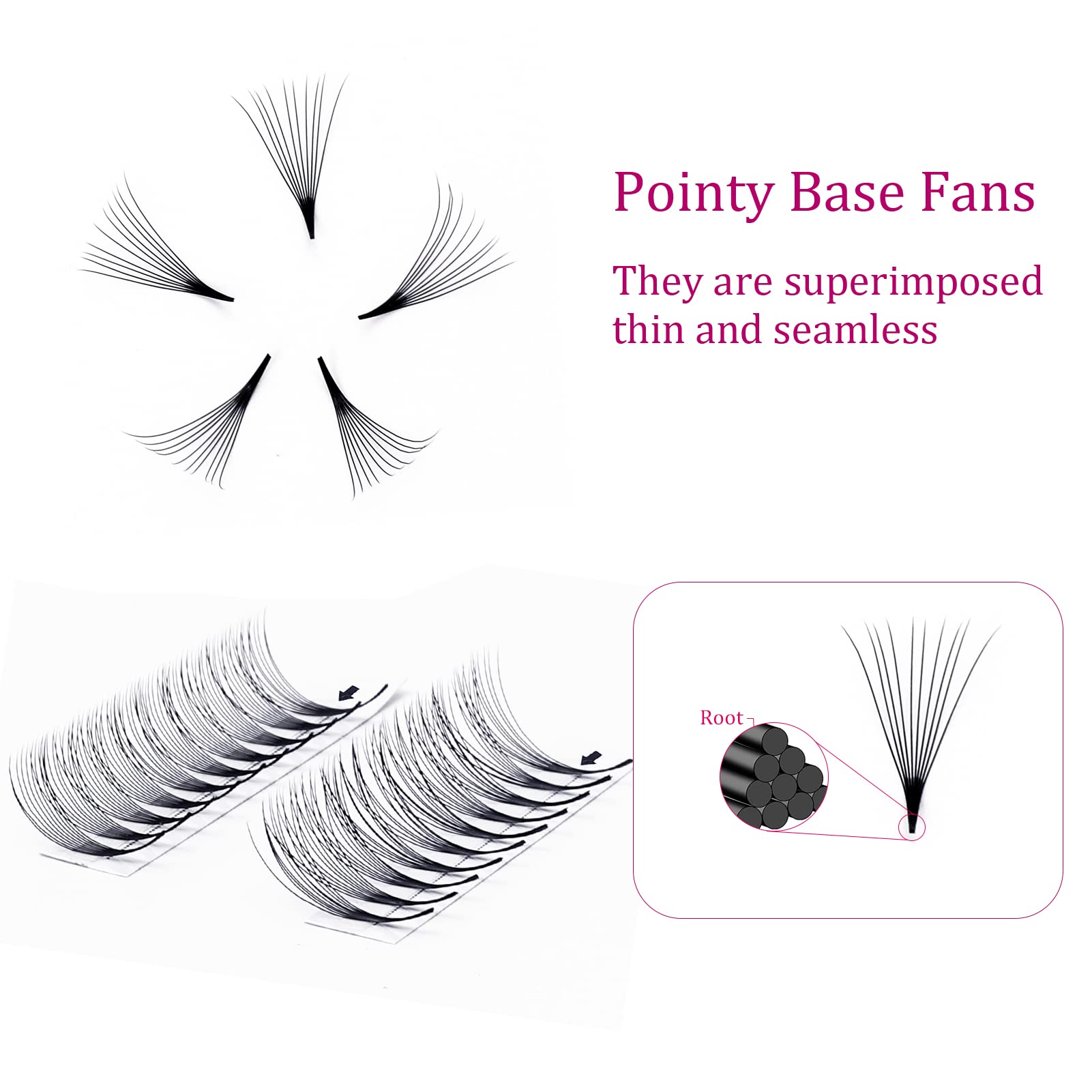 Premade Fans Eyelash Extensions 10D Lash Extensions Premade Fans 0.05 0.07 Thickness Pre Fanned Volume Lash Extensions C D Curl by FADLASH (10D-0.07-D, Mix 8-14mm)