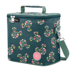 simple modern disney lunch box for women & men | large reusable insulated lunch cooler bag | spacious for adult, work travel and school | blakely collection | 4 liter | mickey mouse floral on riptide