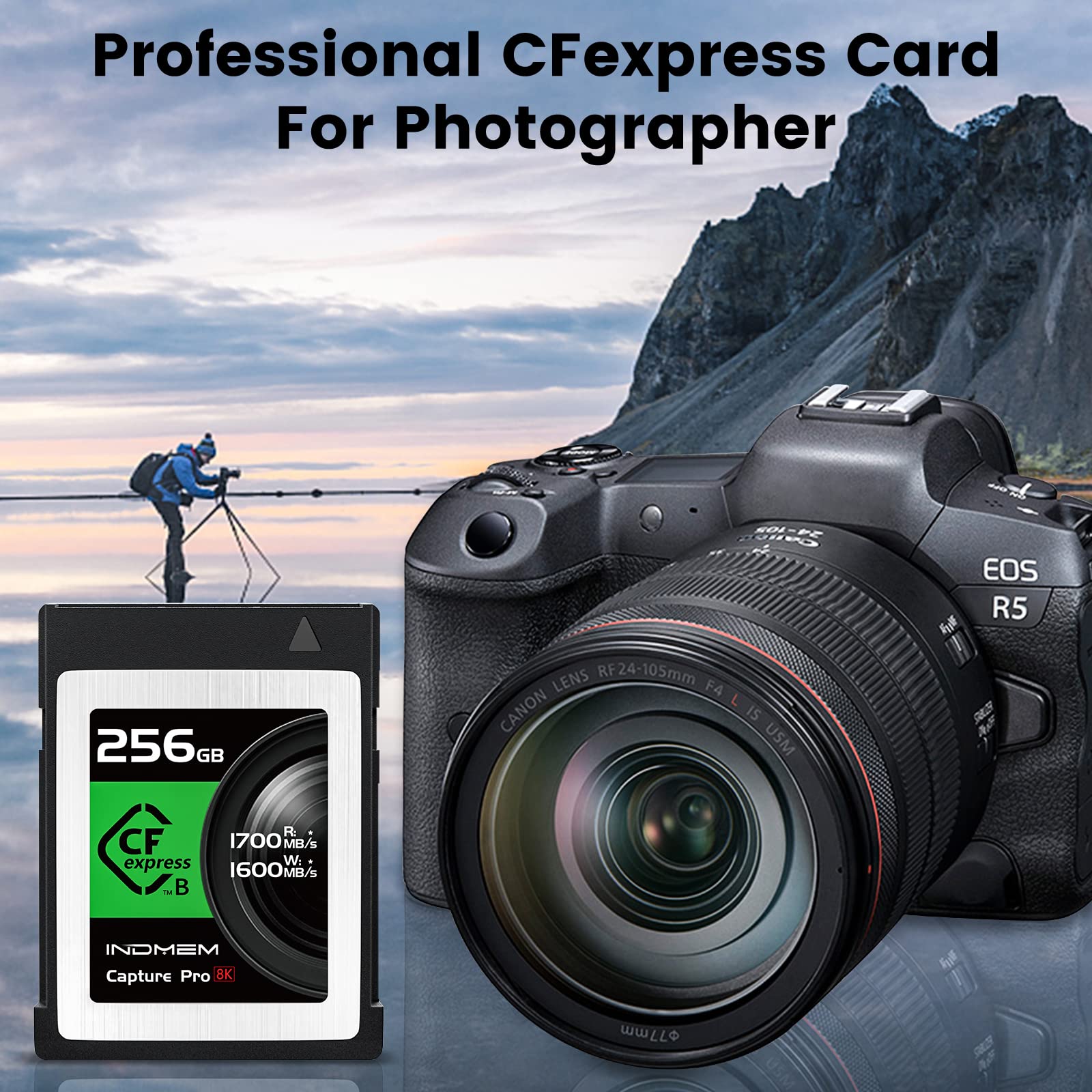 256GB CFexpress Type B Memory Card, Raw 4K/8K Video Recording,up to 1700MB/s Read, 1600MB/s Write, Compatible with Nikon Z6/Z7/D6,Canon EOS-1DXMark III/EOS-R5,Panasonic S1/S1R,DJI Ronin 4D