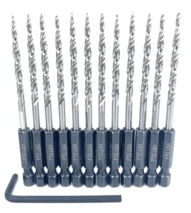 ftg usa tapered countersink drill bit set 12 pc (#6) 9/64" countersink bit same size bit replacement only, countersink replacement drill bit with improved connection drill-hex shank without a pin