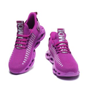 gslmoln women slip on gym workout jogging causal walking shoes purple size 8