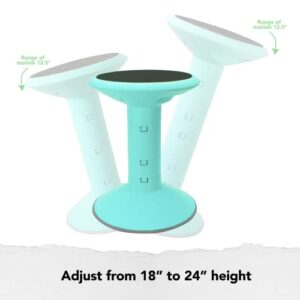 Storex Active Tilt Stool – Ergonomic Seating for Flexible Office Space and Standing Desks, Adjustable 12-24 Inch Height, Teal (00325A01C)