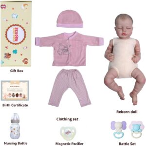 JIZHI Lifelike Reborn Baby Dolls - 18 Inch-Soft Body Realistic-Newborn Baby Dolls American Sleeping Girl Real Life Dolls with Clothes and Toy Accessories Gift for Kids Age 3+