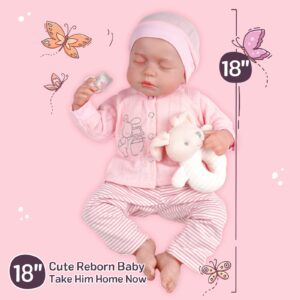 JIZHI Lifelike Reborn Baby Dolls - 18 Inch-Soft Body Realistic-Newborn Baby Dolls American Sleeping Girl Real Life Dolls with Clothes and Toy Accessories Gift for Kids Age 3+