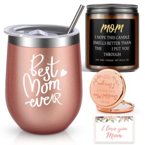 birthday gifts for women gifts for mom grandma birthday gifts for mom from daughter son child husband great thanksgiving gifts ideas for mom wife wine tumbler gifts candle mirror new mom presents 14oz