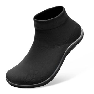 skaso sock shoes minimalist barefoot shoes for men women slip on lightweight comfortable for gym swimming running black size 9-10