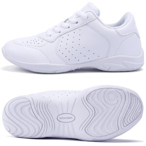 FUQIAO Girls White Cheer Shoes Women Lightweight Cheerleading Shoes Competition Sneakers White 3 Big Kid