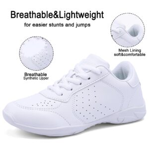 FUQIAO Girls White Cheer Shoes Women Lightweight Cheerleading Shoes Competition Sneakers White 3 Big Kid