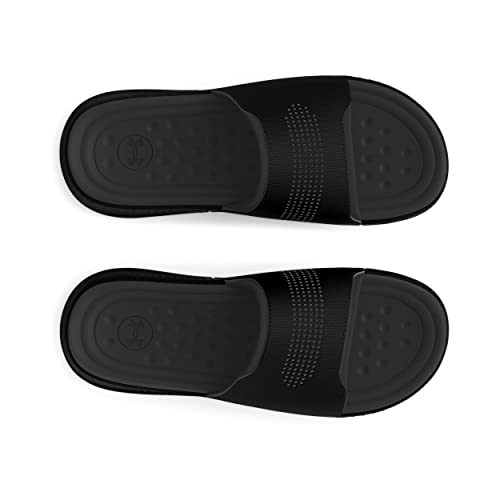 Under Armour unisex adult Ansa Elevate Slide Sandal, (001) Black/Black/Jet Gray, 11 Women Men US