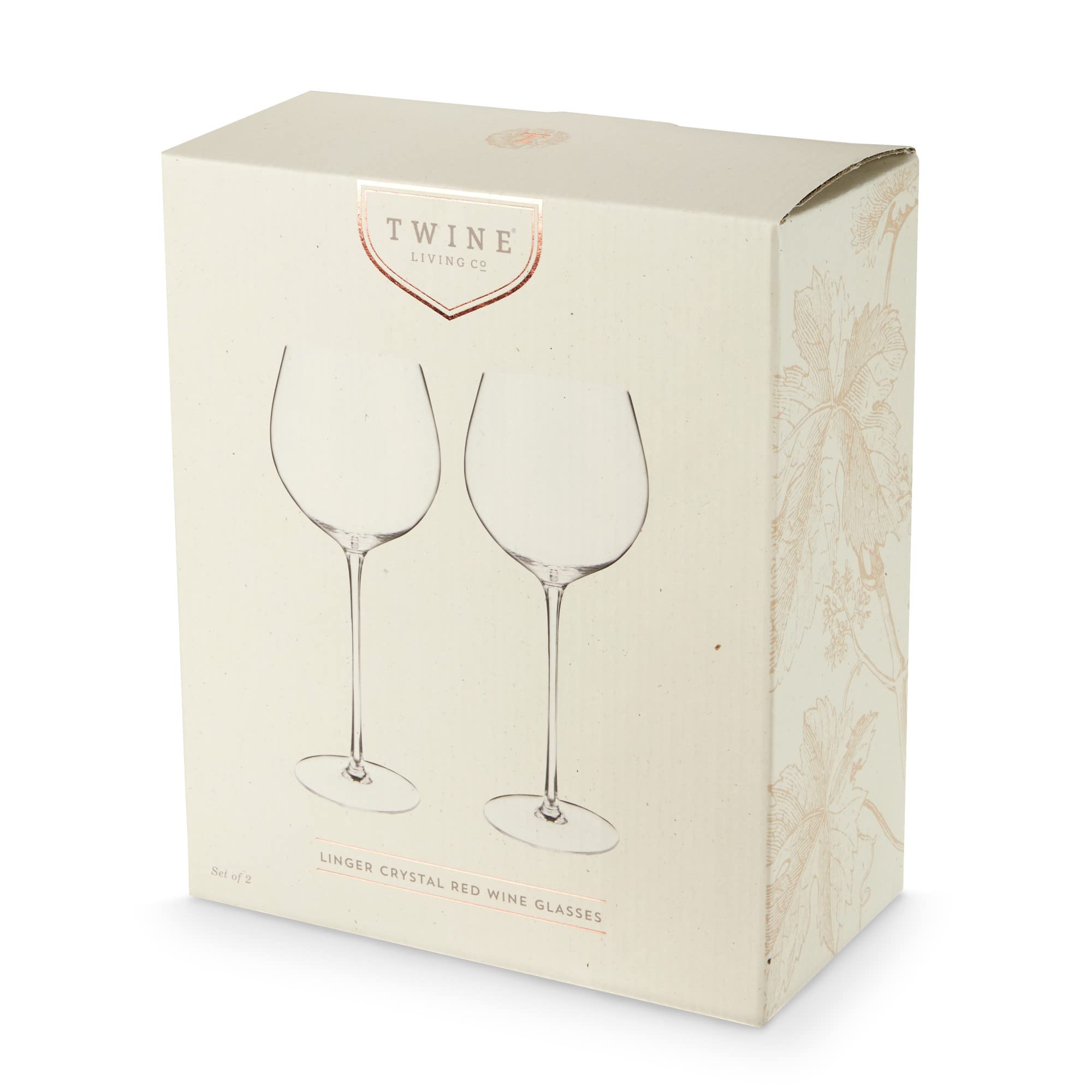 Twine Linger Crystal Wine Glasses Set of 2-20oz Stemmed Red Wine Glasses, Wine Gifts for Wine Lovers & Special Occasions