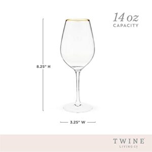 Twine Gilded Wine Glasses Drinking Set, Gold Rimmed Wine Glass Set, Stemmed Wine Drinking Glasses Set, Wine Accessories, Glassware Set, Set of 2, 14oz