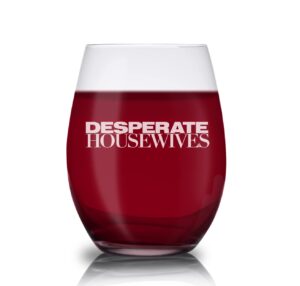 abc desperate housewives logo laser engraved stemless wine glass