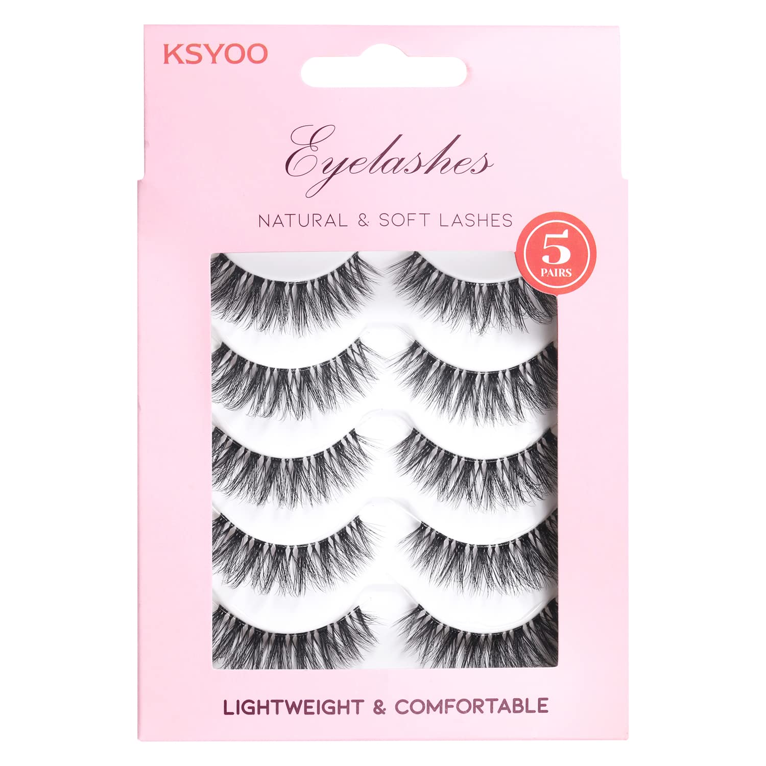 KSYOO Wispy Lashes That Look Like Extensions,D Curl Strip Lashes,Clear Band Cat Eye Lashes Natural Look,8-15mm Eyelashes Wispy (Clear Band V1)