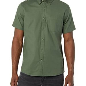 Goodthreads Men's Standard-Fit Short-Sleeve Stretch Oxford Shirt with Pocket, Dark Green, Medium