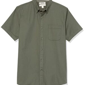 Goodthreads Men's Standard-Fit Short-Sleeve Stretch Oxford Shirt with Pocket, Dark Green, Medium