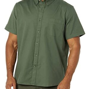 Goodthreads Men's Standard-Fit Short-Sleeve Stretch Oxford Shirt with Pocket, Dark Green, Medium