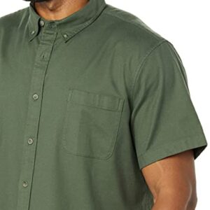 Goodthreads Men's Standard-Fit Short-Sleeve Stretch Oxford Shirt with Pocket, Dark Green, Medium