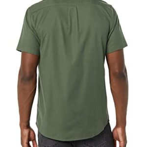 Goodthreads Men's Standard-Fit Short-Sleeve Stretch Oxford Shirt with Pocket, Dark Green, Medium