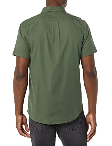 Goodthreads Men's Standard-Fit Short-Sleeve Stretch Oxford Shirt with Pocket, Dark Green, Medium