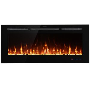 dreamflame 60 inch electric fireplace, in wall fireplace electric heater,remote & touch screen,logs/crystal options, thermostat,overheating protection, 0-9h timer