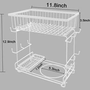 Ronanemon Mug Holder Stand, Countertop Mug Tree,Capsule Storage, Coffee Mug Rack for Coffee Bar Decor Accessory & Kitchen Organizer(White)